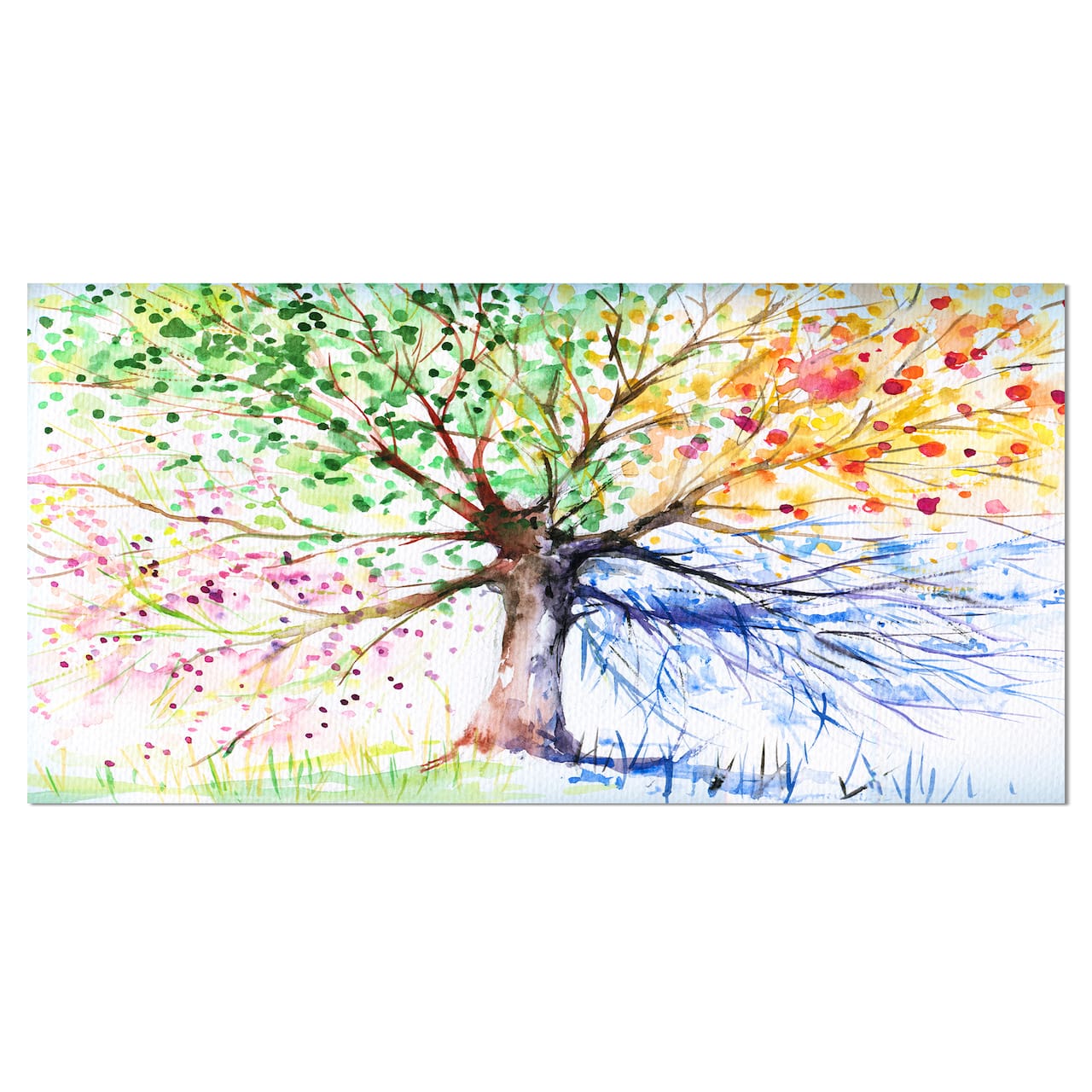 Designart - Four Seasons Tree - Floral Art Canvas Print